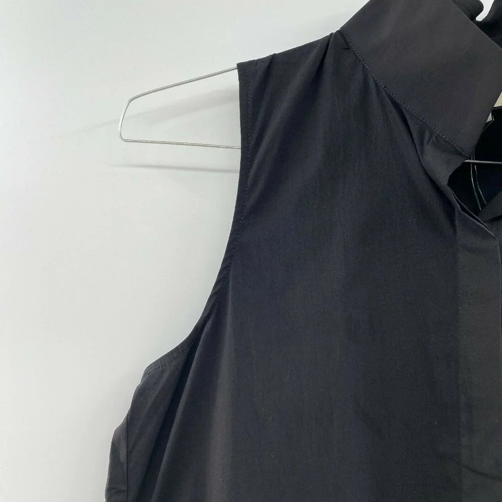Tuckernuck Women's Black Cotton Poplin Sleeveless Charlie Shirt Dress - Picture 6 of 9